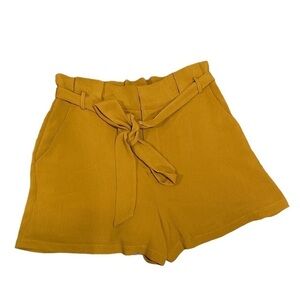 Lush shorts paper bag sash lined‎ medium dark mustard pockets